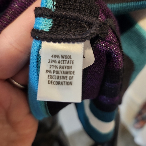 St. John Purple Teal And Black Wool Blend Top - Picture 5 of 6